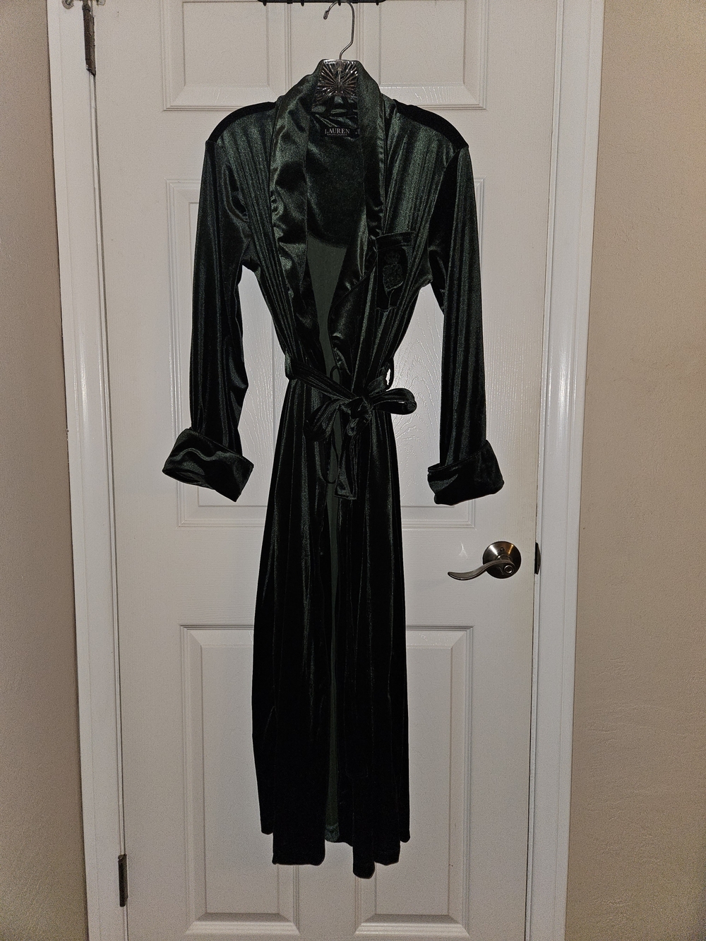 Lauren Ralph Lauren Emerald Green Velvet Long Robe